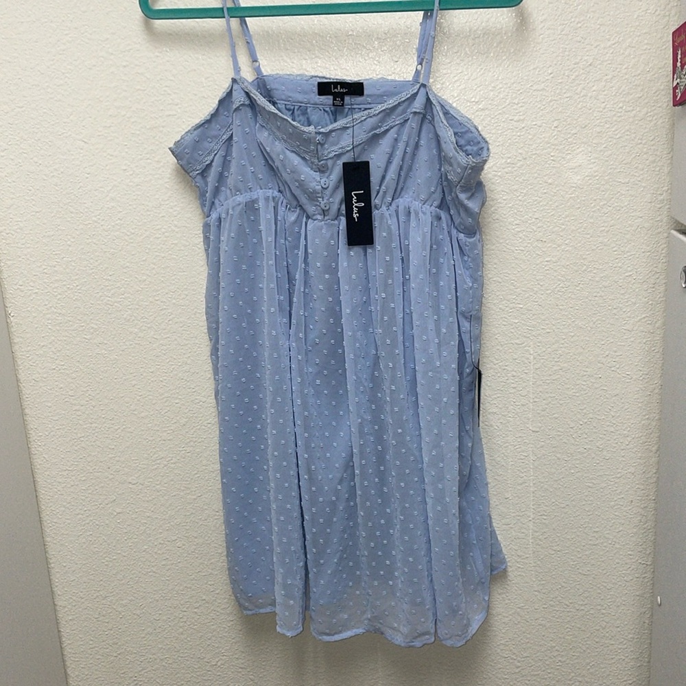 Lulus NWT Light Sky Blue Baby Doll Mini Adjustable Spaghetti Strap XL Dress